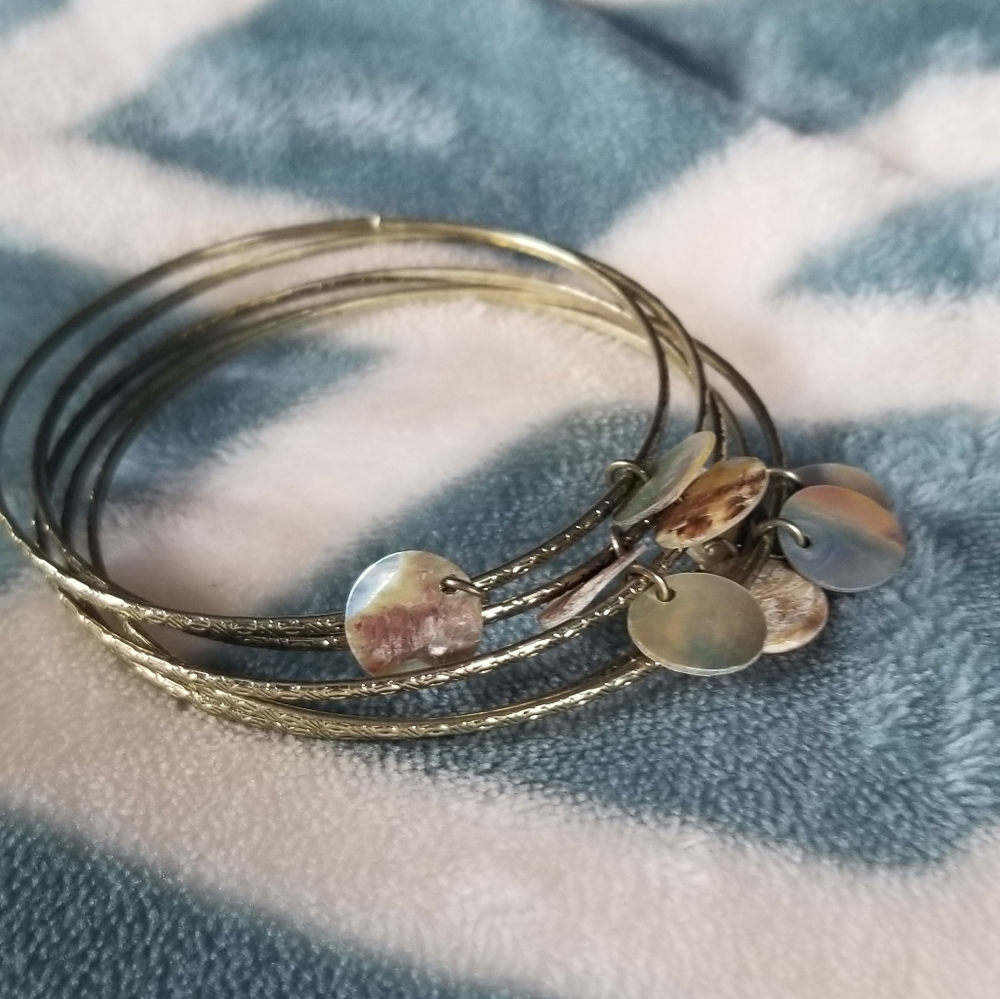 5 Bronze Bangle Bracelets